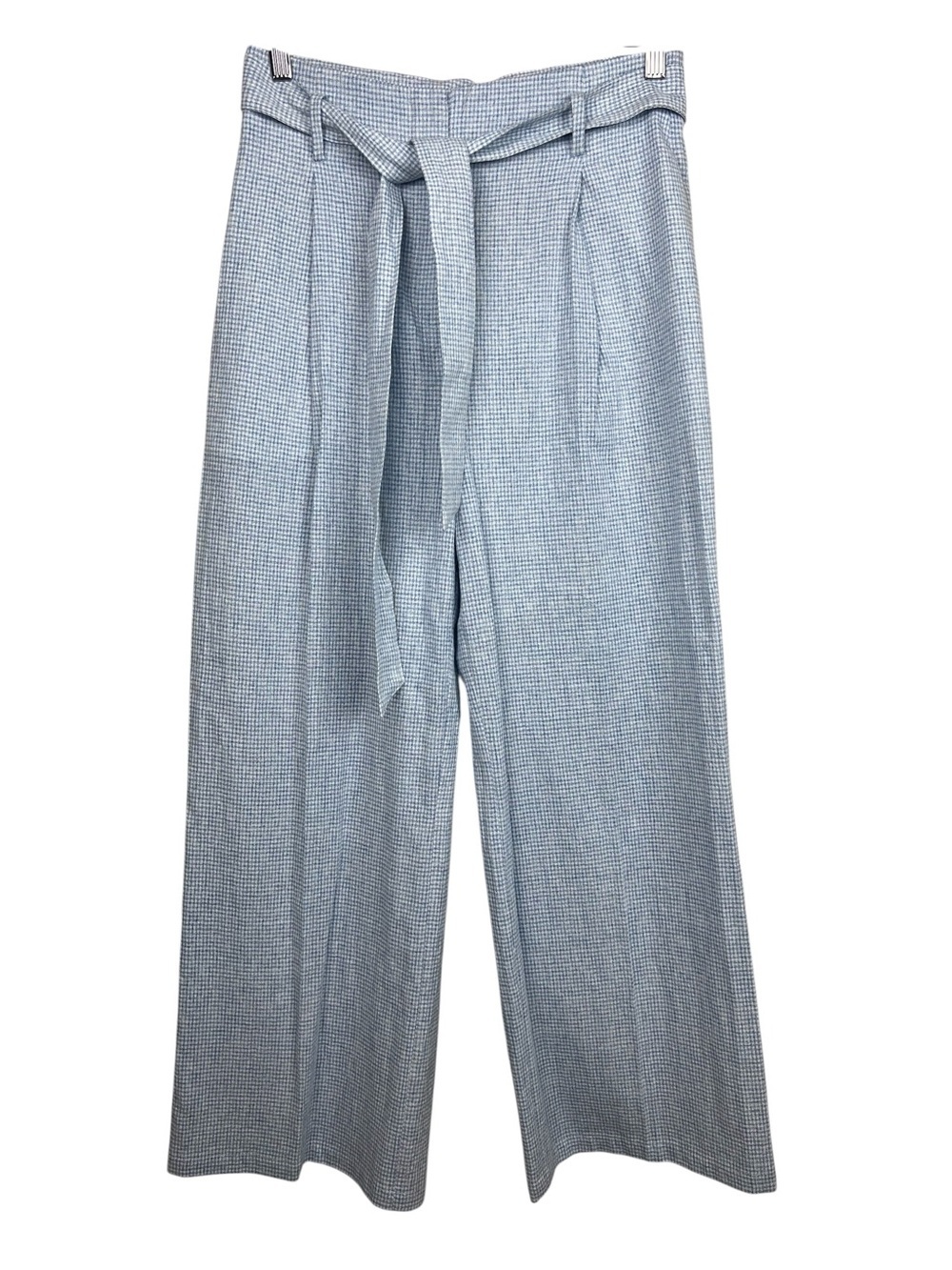 FRNCH Paris Blue Wide Leg Pants Trousers High Waist Tie Belt Women’s Medium